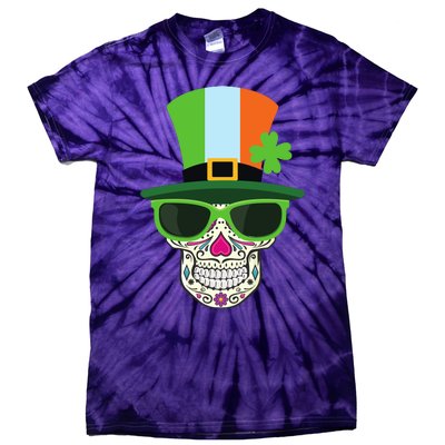 Sugar Skull Saint Patricks Day Of Dead Tie-Dye T-Shirt