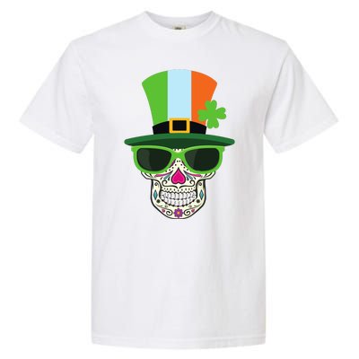 Sugar Skull Saint Patricks Day Of Dead Garment-Dyed Heavyweight T-Shirt