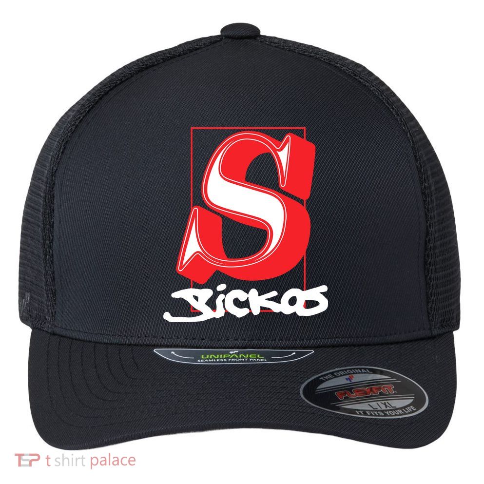 Sickos Store Sickos Serif Flexfit Unipanel Trucker Cap