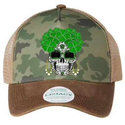 Shamrock Sugar Skull St Patricks Day Of Dead Legacy Tie Dye Trucker Hat