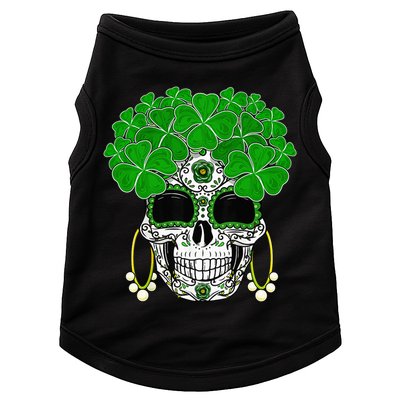 Shamrock Sugar Skull St Patricks Day Of Dead Doggie Tank