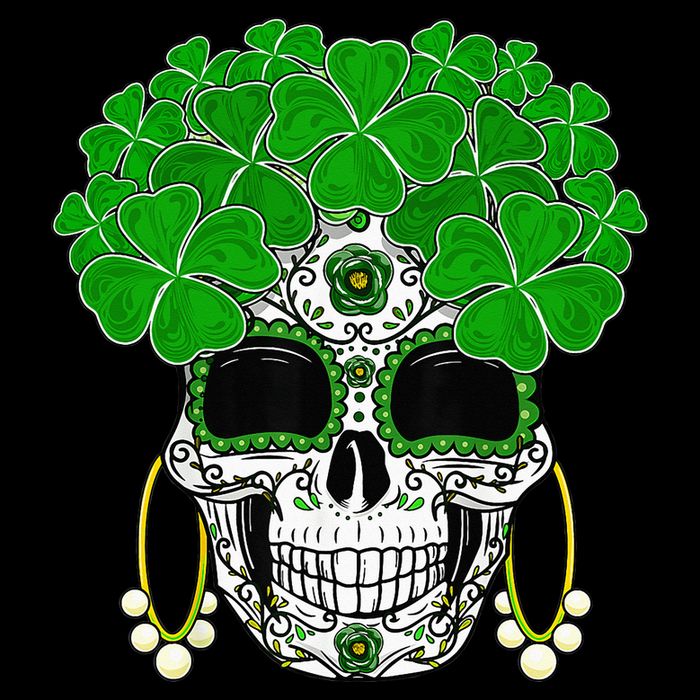 Shamrock Sugar Skull St Patricks Day Of Dead Button