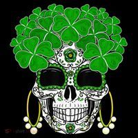 Shamrock Sugar Skull St Patricks Day Of Dead 7-Panel Snapback Hat