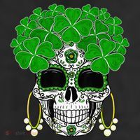 Shamrock Sugar Skull St Patricks Day Of Dead 11oz C Handle Ceramic Mug