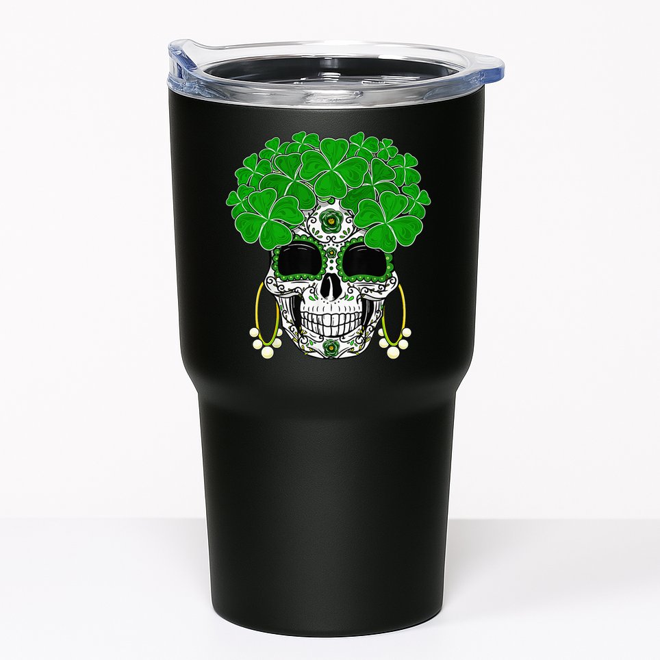 Shamrock Sugar Skull St Patricks Day Of Dead Tumbler
