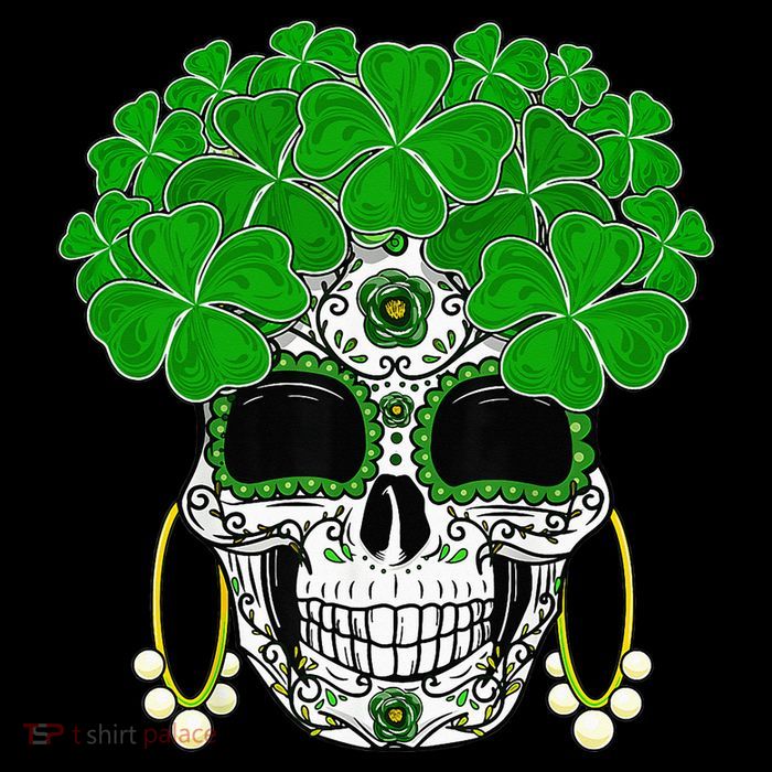 Shamrock Sugar Skull St Patricks Day Of Dead Youth Performance Sprint T-Shirt