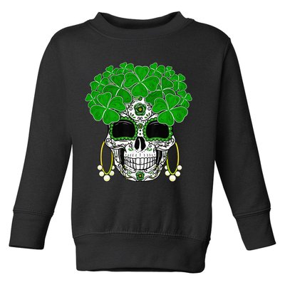 Shamrock Sugar Skull St Patricks Day Of Dead Toddler Sweatshirt