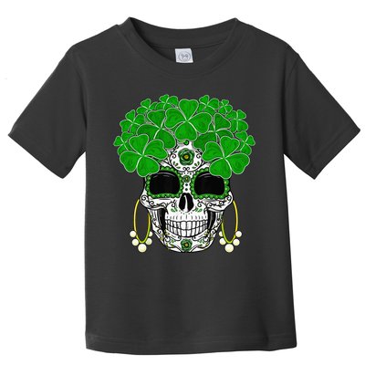 Shamrock Sugar Skull St Patricks Day Of Dead Toddler T-Shirt