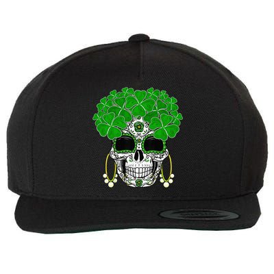 Shamrock Sugar Skull St Patricks Day Of Dead Wool Snapback Cap