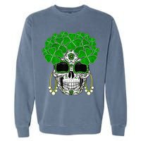 Shamrock Sugar Skull St Patricks Day Of Dead Garment-Dyed Sweatshirt