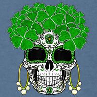 Shamrock Sugar Skull St Patricks Day Of Dead Garment-Dyed Sweatshirt