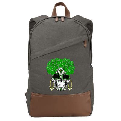 Shamrock Sugar Skull St Patricks Day Of Dead Cotton Canvas Backpack