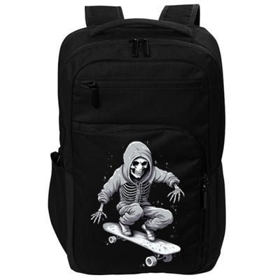 Skater Skateboarding Skeleton Halloween Funny Gift Impact Tech Backpack