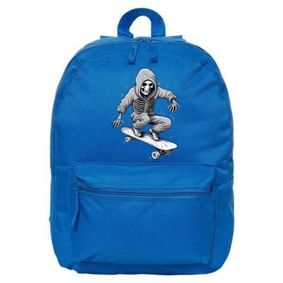 Skater Skateboarding Skeleton Halloween Funny Gift 16 in Basic Backpack