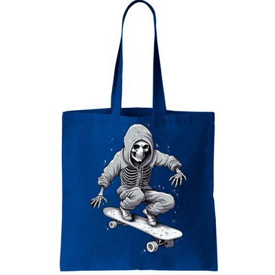 Skater Skateboarding Skeleton Halloween Funny Gift Tote Bag