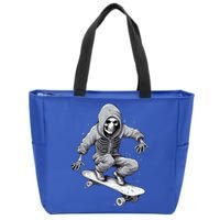 Skater Skateboarding Skeleton Halloween Funny Gift Zip Tote Bag