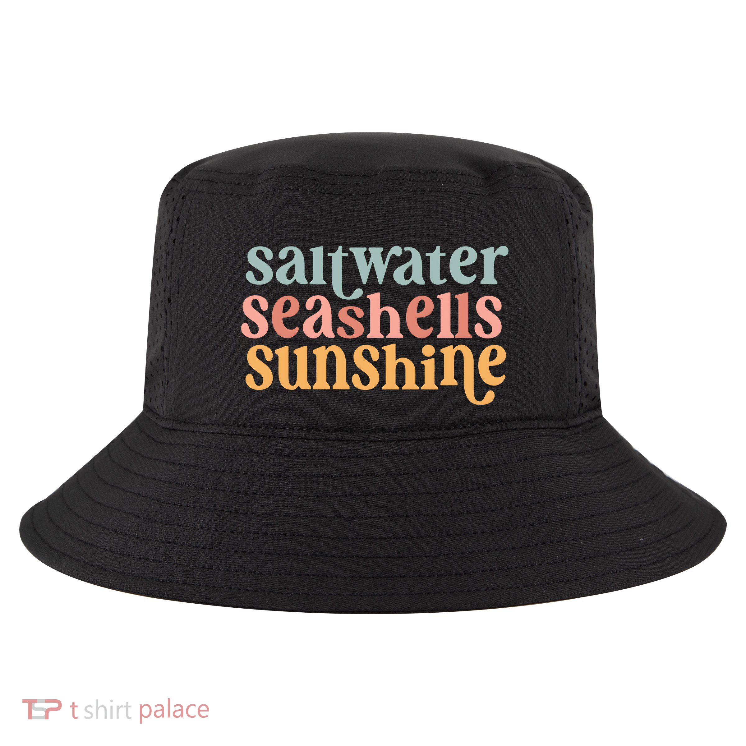 Saltwater Seashells Sunshine Cute Summer Cool Comfort Performance Bucket Hat