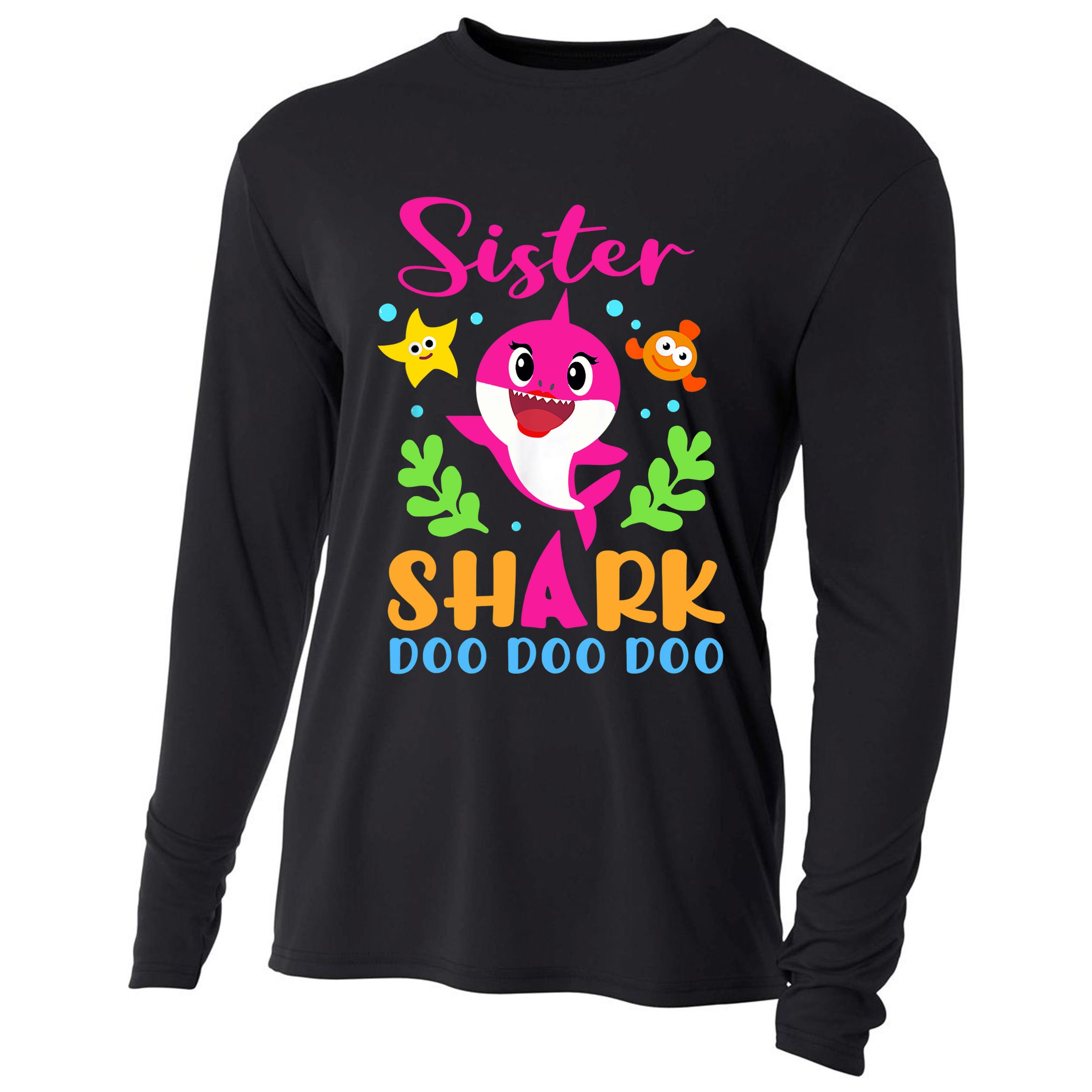 Sister Shark Shirt Sister Shark Lover Family Mother's Day Cooling Performance Long Sleeve Crew
