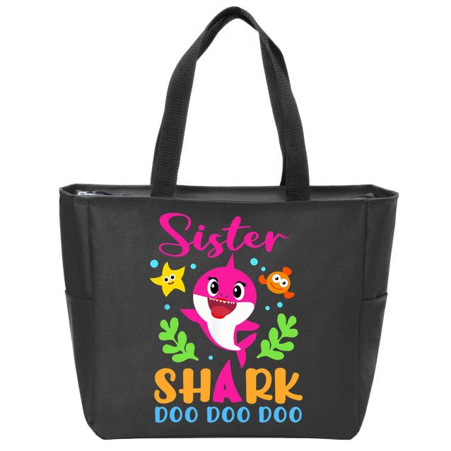 Sister Shark Shirt Sister Shark Lover Family Mother's Day Zip Tote Bag