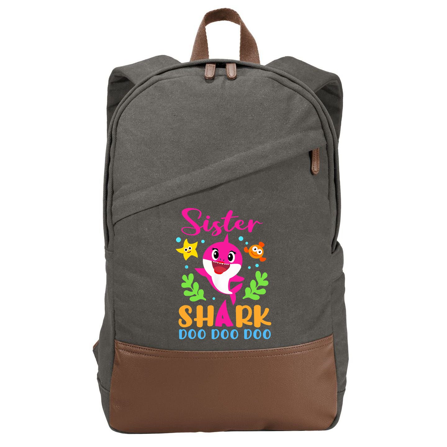 Sister Shark Shirt Sister Shark Lover Family Mother's Day Cotton Canvas Backpack