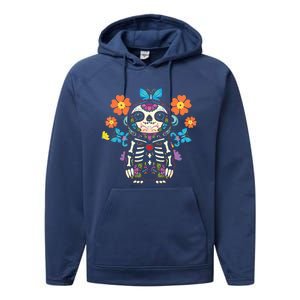 Sloth Sugar Skull Mexico Calavera Dia De Los Muertos Performance Fleece Hoodie