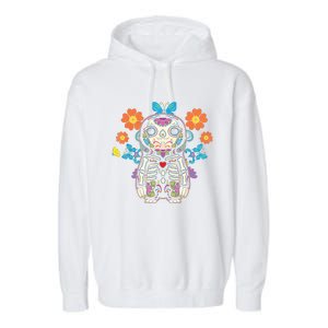 Sloth Sugar Skull Mexico Calavera Dia De Los Muertos Garment-Dyed Fleece Hoodie