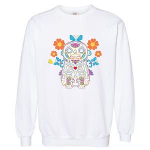 Sloth Sugar Skull Mexico Calavera Dia De Los Muertos Garment-Dyed Sweatshirt