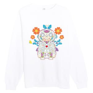 Sloth Sugar Skull Mexico Calavera Dia De Los Muertos Premium Crewneck Sweatshirt