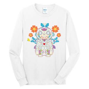 Sloth Sugar Skull Mexico Calavera Dia De Los Muertos Tall Long Sleeve T-Shirt