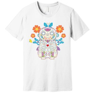 Sloth Sugar Skull Mexico Calavera Dia De Los Muertos Premium T-Shirt