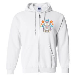 Sloth Sugar Skull Mexico Calavera Dia De Los Muertos Full Zip Hoodie