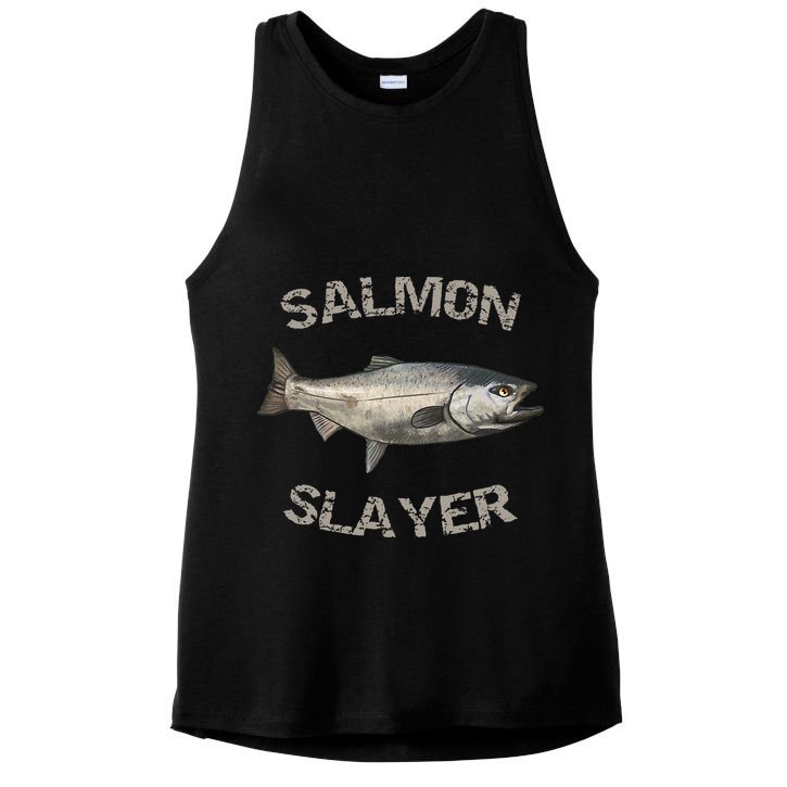 Salmon Slayer Salmon Fishing Salmon Ladies PosiCharge Tri-Blend Wicking Tank