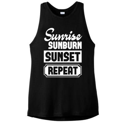 Sunrise Sunburn Sunset Repeat Funny Cute Gift Ladies PosiCharge Tri-Blend Wicking Tank