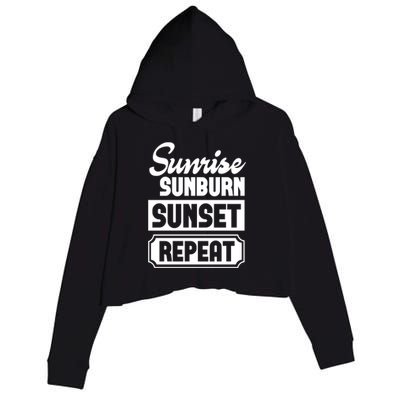 Sunrise Sunburn Sunset Repeat Funny Cute Gift Crop Fleece Hoodie