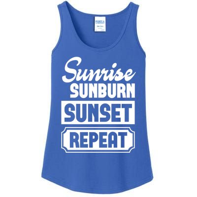 Sunrise Sunburn Sunset Repeat Funny Cute Gift Ladies Essential Tank