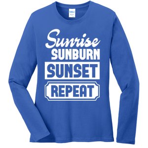 Sunrise Sunburn Sunset Repeat Funny Cute Gift Ladies Long Sleeve Shirt