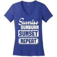 Sunrise Sunburn Sunset Repeat Funny Cute Gift Women's V-Neck T-Shirt