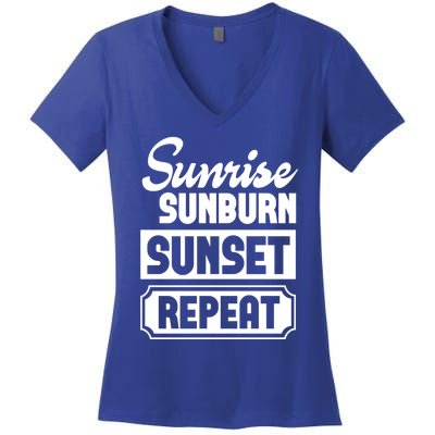 Sunrise Sunburn Sunset Repeat Funny Cute Gift Women's V-Neck T-Shirt