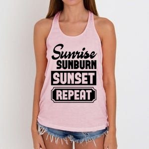 Sunrise Sunburn Sunset Repeat Funny Cute Gift Women's Knotted Racerback Tank