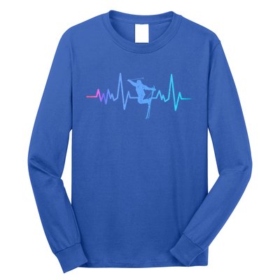 Skiing Skier Ski Instructor Heartbeat Winter Sports Ski Gift Long Sleeve Shirt