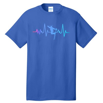 Skiing Skier Ski Instructor Heartbeat Winter Sports Ski Gift Tall T-Shirt