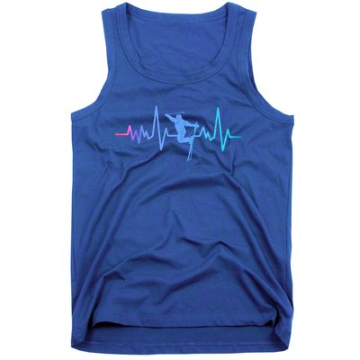 Skiing Skier Ski Instructor Heartbeat Winter Sports Ski Gift Tank Top