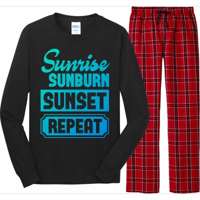 Sunrise Sunburn Sunset Repeat Funny Cute Gift Long Sleeve Pajama Set