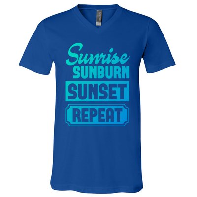 Sunrise Sunburn Sunset Repeat Funny Cute Gift V-Neck T-Shirt