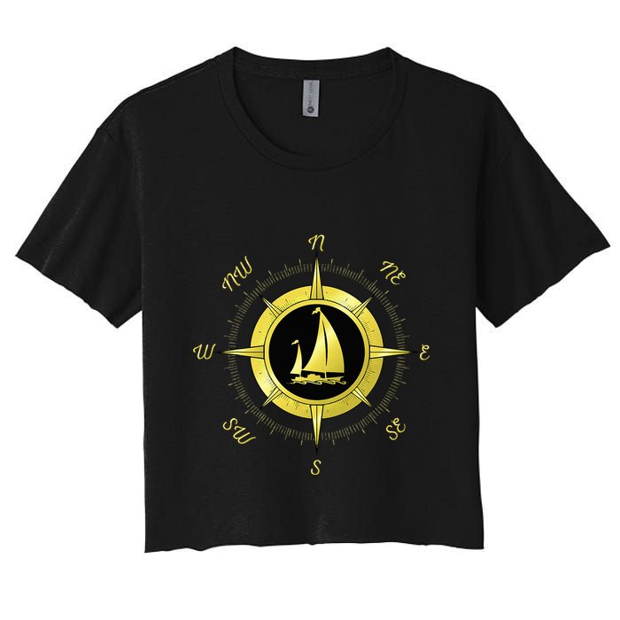 Sailing Ship Sailor Sailboat Sail Windsurfer Craft Wingsail Women's Crop Top Tee