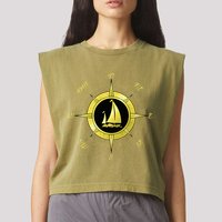 Sailing Ship Sailor Sailboat Sail Windsurfer Craft Wingsail Garment-Dyed Women's Muscle Tee