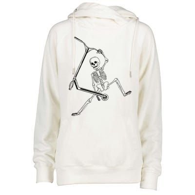 Stunt Scooter Skeleton Scooter Womens Funnel Neck Pullover Hood