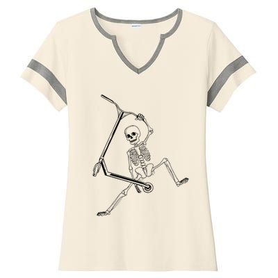 Stunt Scooter Skeleton Scooter Ladies Halftime Notch Neck Tee