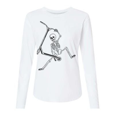 Stunt Scooter Skeleton Scooter Womens Cotton Relaxed Long Sleeve T-Shirt