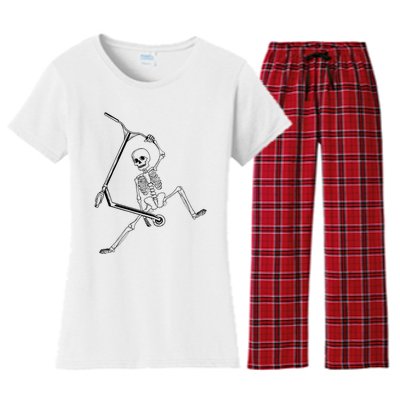 Stunt Scooter Skeleton Scooter Women's Flannel Pajama Set